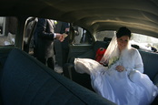 inside limo wedding